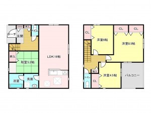 福山市曙町、新築一戸建ての間取り画像です