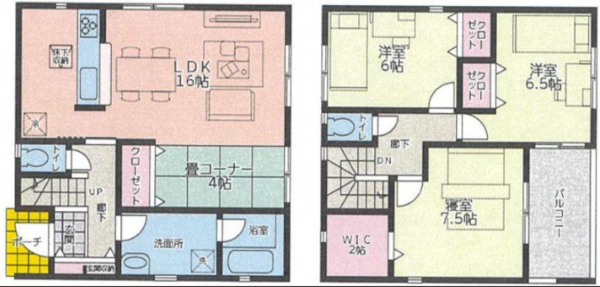 福山市曙町、新築一戸建ての間取り画像です