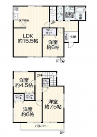 福山市多治米町、中古一戸建ての間取り画像です