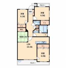 福山市城見町、マンションの間取り画像です