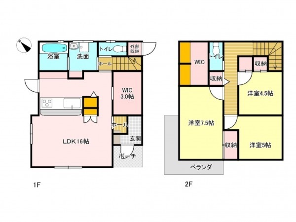 福山市東川口町、新築一戸建ての間取り画像です