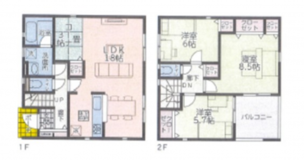 福山市曙町、新築一戸建ての間取り画像です