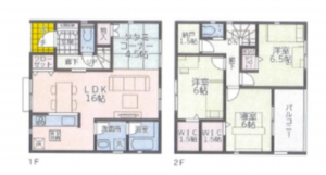 福山市曙町、新築一戸建ての間取り画像です