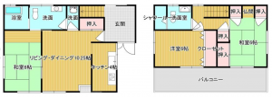 福山市霞町、中古一戸建ての間取り画像です