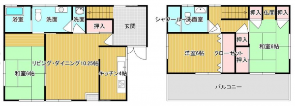 福山市霞町、中古一戸建ての間取り画像です