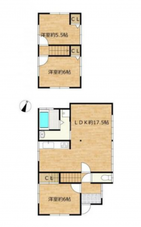 福山市津之郷町大字津之郷、中古一戸建ての間取り画像です