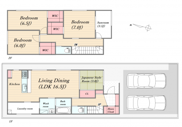 福山市引野町、新築一戸建ての間取り画像です