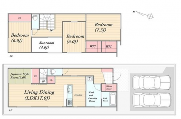 福山市引野町、新築一戸建ての間取り画像です