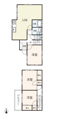 福山市山手町、中古一戸建ての間取り画像です