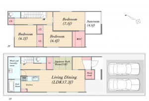 福山市引野町、新築一戸建ての間取り画像です