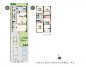 福山市川口町、新築一戸建ての間取り画像です