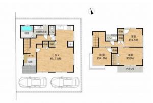 福山市大門町野々浜、中古一戸建ての間取り画像です