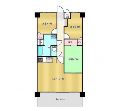 福山市日吉台、マンションの間取り画像です