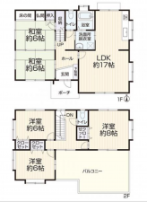 福山市大谷台、中古一戸建ての間取り画像です