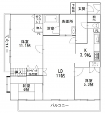 福山市笠岡町、マンションの間取り画像です