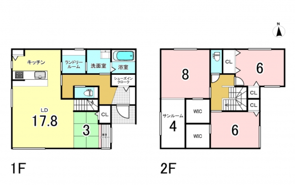 福山市奈良津町、新築一戸建ての間取り画像です