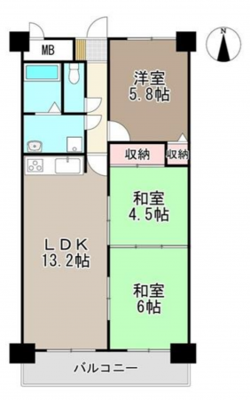 福山市日吉台、マンションの間取り画像です