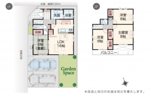 福山市新涯町、新築一戸建ての間取り画像です