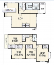 福山市港町、中古一戸建ての間取り画像です