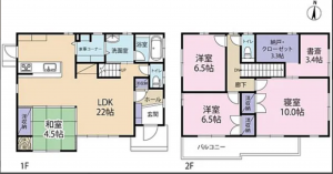 福山市引野町南、中古一戸建ての間取り画像です