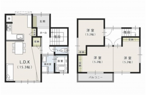 福山市南手城町、中古一戸建ての間取り画像です