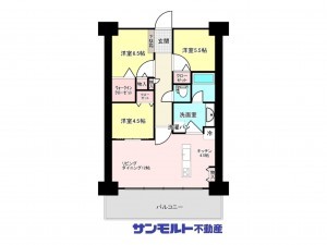 福山市東桜町、マンションの間取り画像です