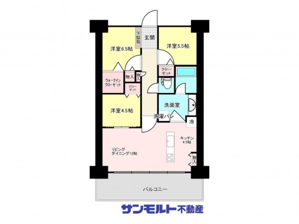 福山市東桜町、マンションの間取り画像です