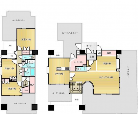 福山市丸之内、マンションの間取り画像です