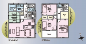 福山市新涯町、新築一戸建ての間取り画像です