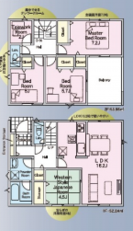 福山市山手町、新築一戸建ての間取り画像です