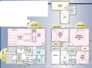 福山市山手町、新築一戸建ての間取り画像です