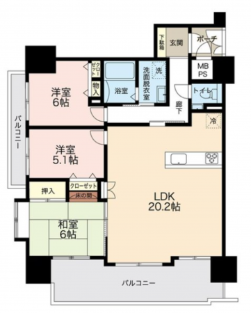 福山市笠岡町、マンションの間取り画像です
