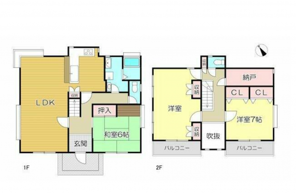 福山市大谷台、中古一戸建ての間取り画像です