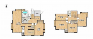 福山市水呑町、中古一戸建ての間取り画像です