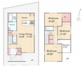 福山市草戸町、新築一戸建ての間取り画像です