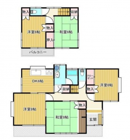 福山市幕山台、中古一戸建ての間取り画像です