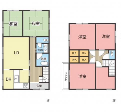 福山市住吉町、中古一戸建ての間取り画像です