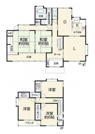 福山市伊勢丘、中古一戸建ての間取り画像です