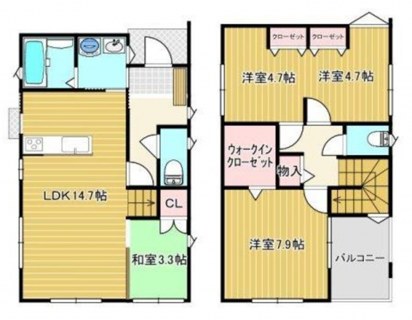 福山市西深津町、中古一戸建ての間取り画像です