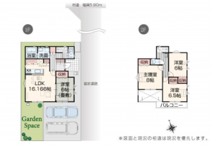 福山市新涯町、新築一戸建ての間取り画像です