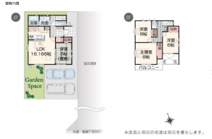 福山市新涯町、新築一戸建ての間取り画像です