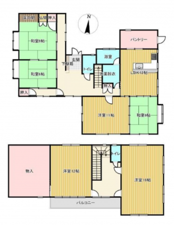福山市本庄町中、中古一戸建ての間取り画像です