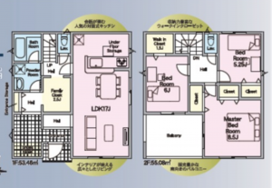 福山市水呑町、新築一戸建ての間取り画像です