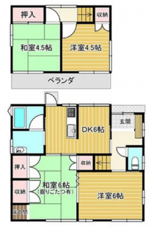 福山市瀬戸町大字長和、中古一戸建ての間取り画像です