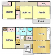 福山市伊勢丘、中古一戸建ての間取り画像です