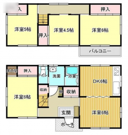 福山市伊勢丘、中古一戸建ての間取り画像です