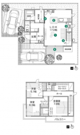 福山市川口町、新築一戸建ての間取り画像です