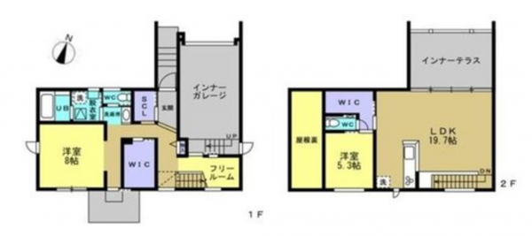 福山市水呑町、中古一戸建ての間取り画像です