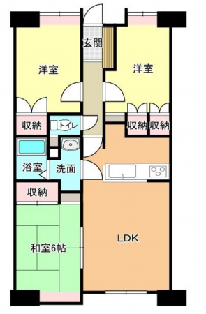 福山市引野町、マンションの間取り画像です