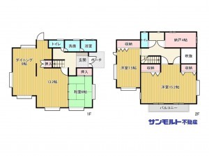 福山市明王台、中古一戸建ての間取り画像です